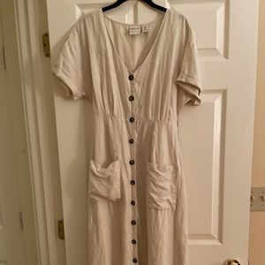 Rachel Zoe cream linen midi dress